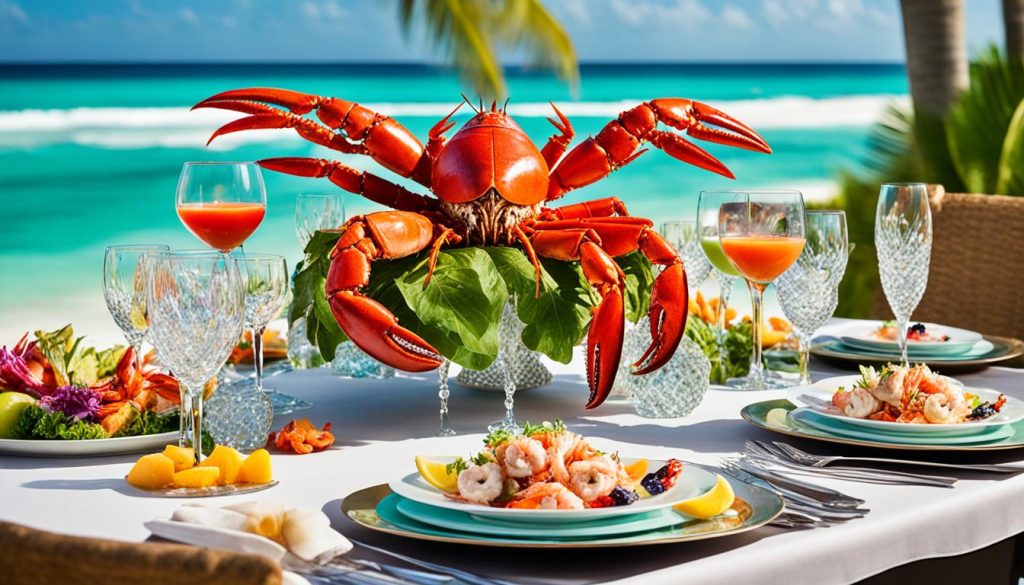 Gourmet dining at a luxury island resort